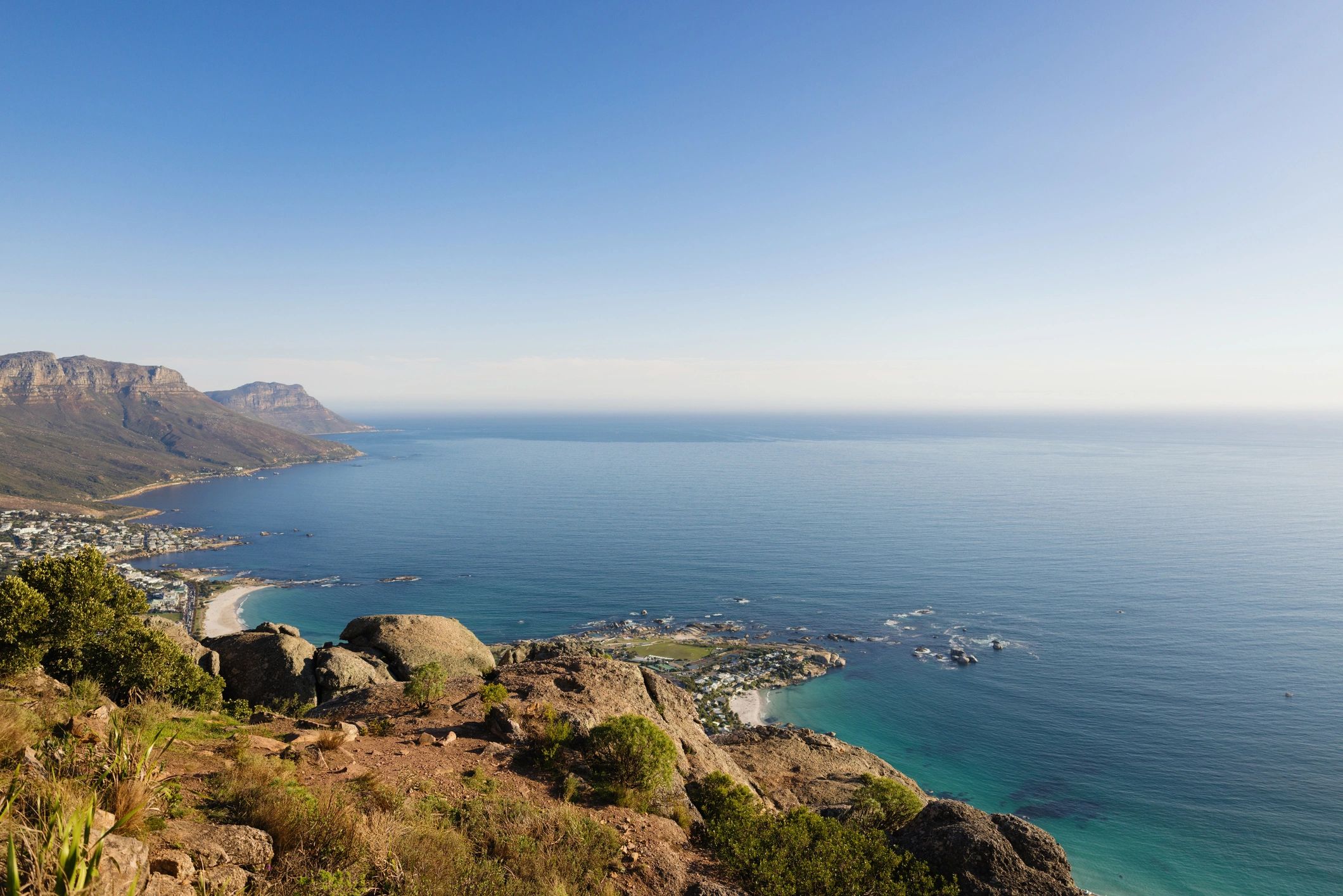 Sunny coastline and beach shoreline